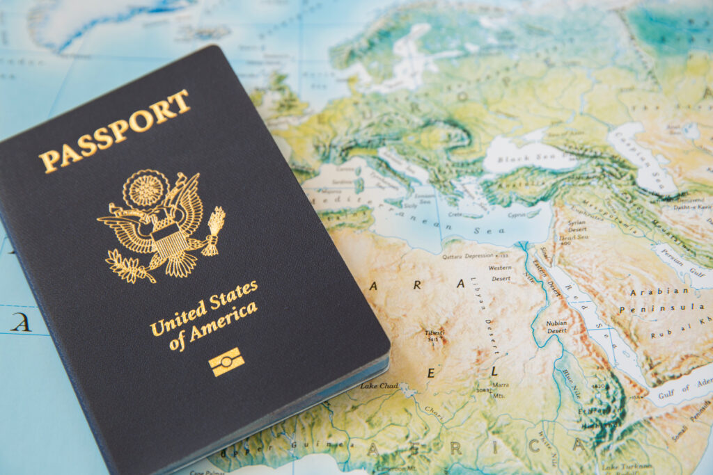 US Passport on the world map