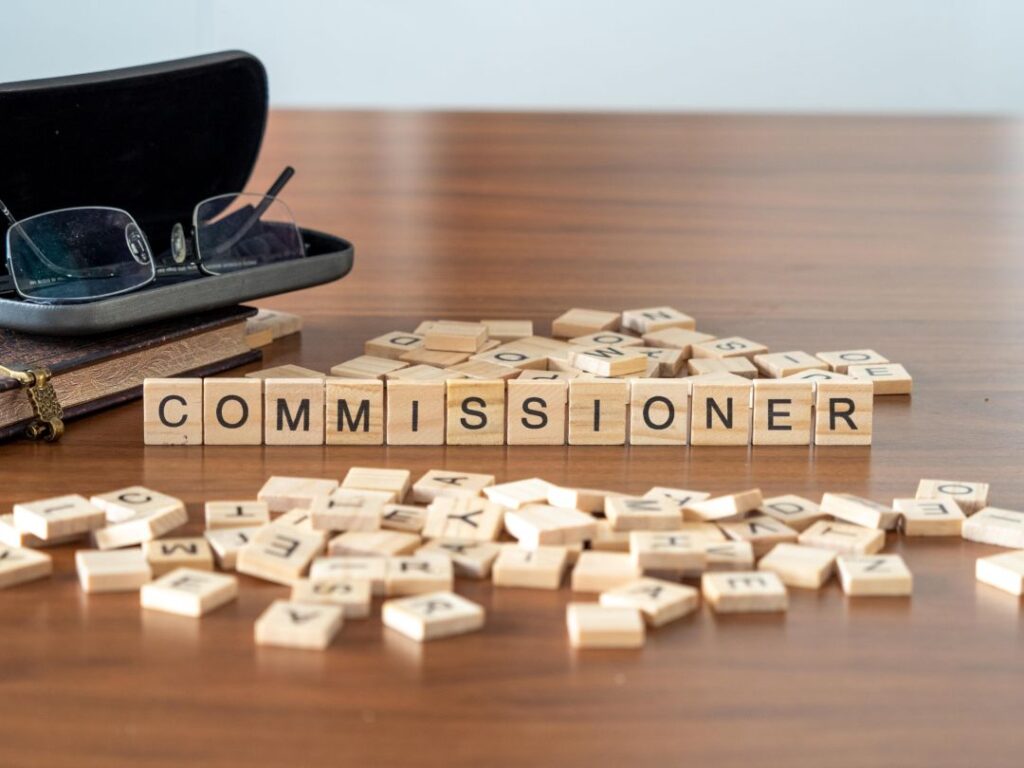 Commissioners written on building blocks